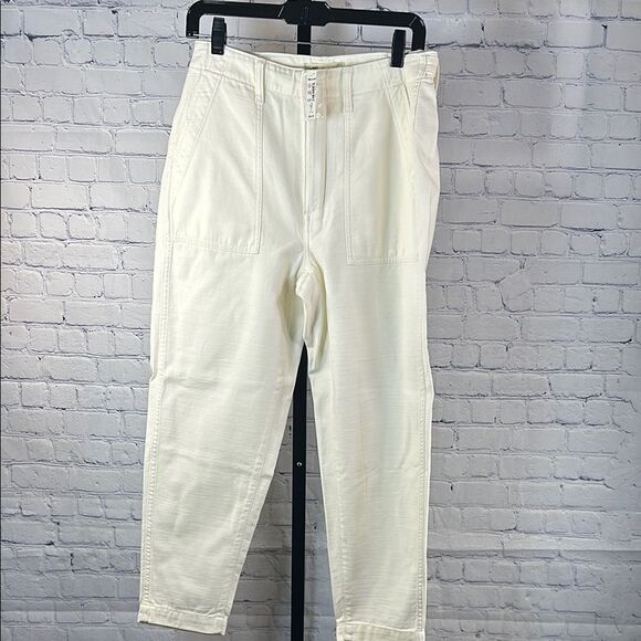 🤍 Madewell Griff Tapered Fatigue Pants | Off-White | Size 26 NWT - Picture 1 of 5
